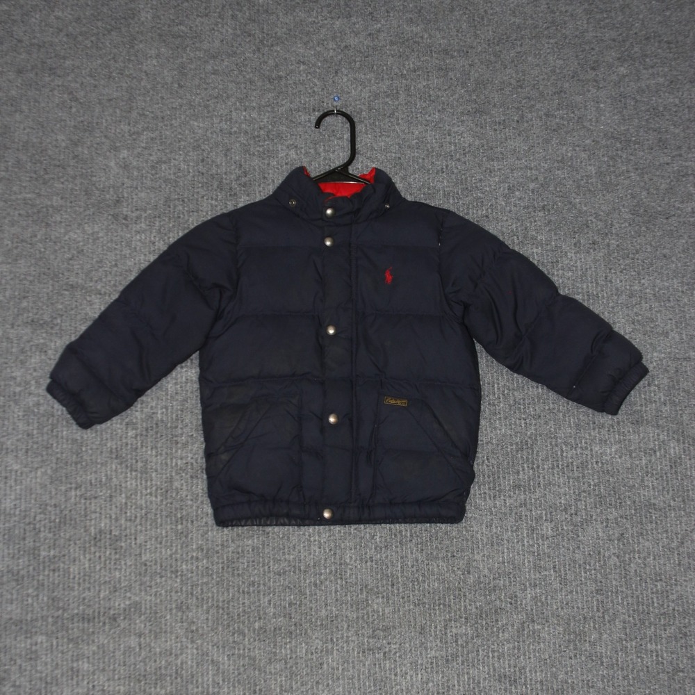 Polo Ralph Lauren Down Puffer Jacket Kids Size 4T Navy Red Lined‎